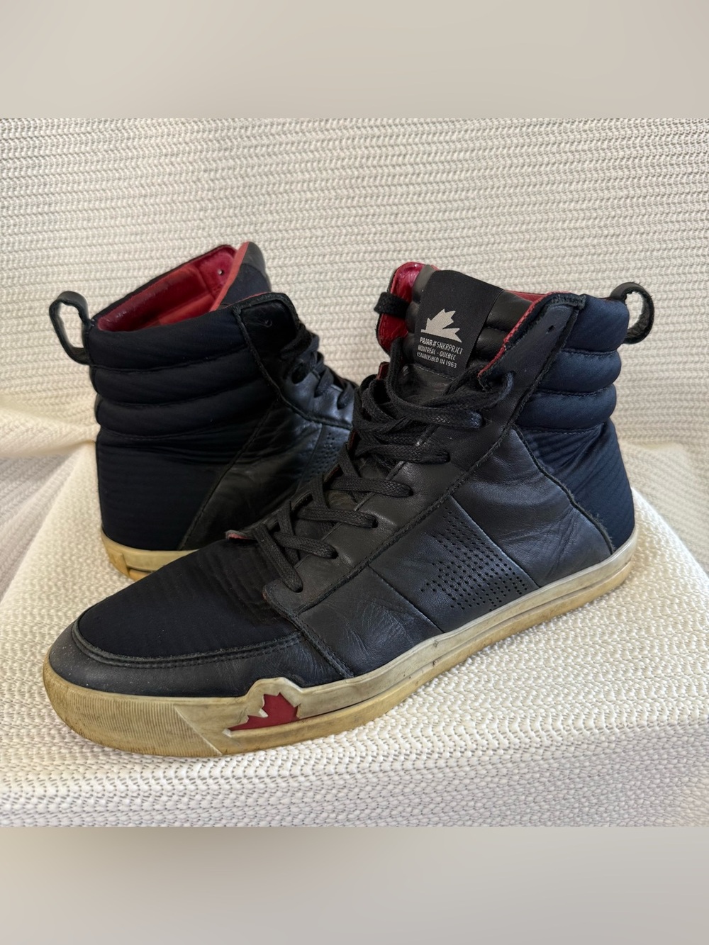 Pajar Fromentaire Men’s High Top Sneakers Black Red Size 10.5 EU 44